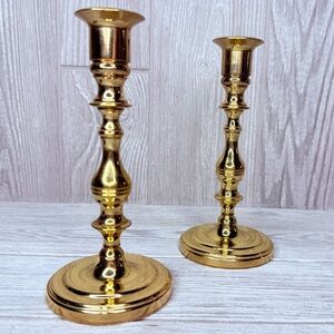Vintage Classic Baldwin Polished Brass Candlestick Candle Holders 7” boho decor
